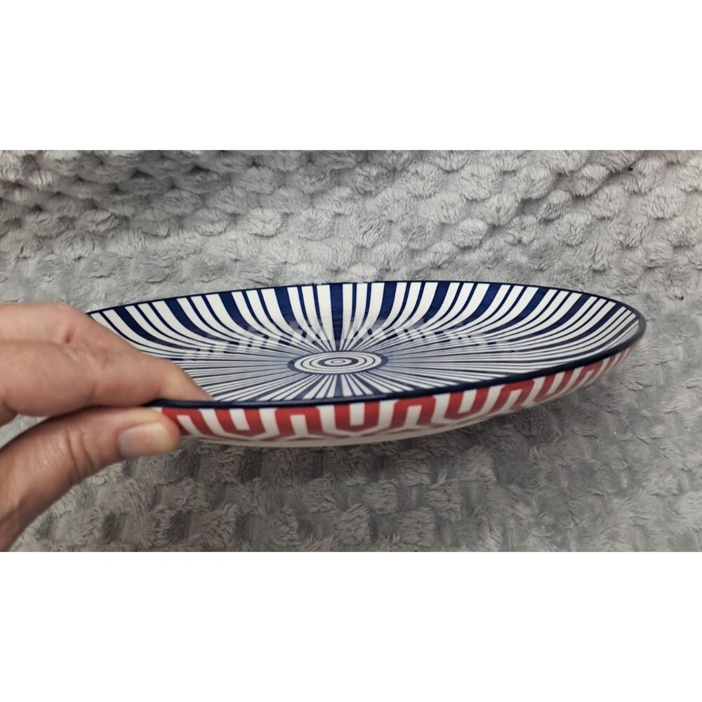 Set 4 Selamica Porcelain Dinner Plates Large 10.5" Dinnerware Ceramic Geometric - Picture 14 of 16